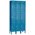 Global Industrial 3 Tier Locker, 12 x 15 x 24, 9 Door, Blue - Ready To Assemble
