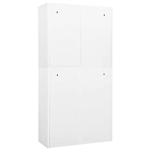 QZZCED Office Cabinet Lockable Doors White Steel 35.4"x15.7"x70.9