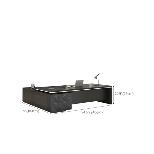 XINDAR Modern L-Shape Executive Wood Office Desk with Pedestal Base (94.5" x 70.9" x 29.5")