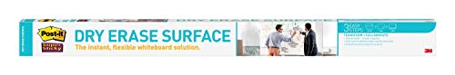 Post-it Dry Erase Whiteboard Film Surface for Walls, Doors, Tables, Chalkboards, Whiteboards, and More, Removable, Super Sticky, Stain-Proof, Easy Installation, 6 ft x 4 ft Roll (DEF6X4A)