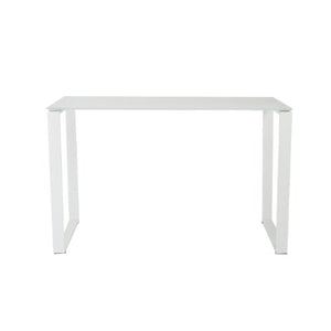 Euro Style Diego Pure White Glass Top Desk with White Powder Coated Steel Base