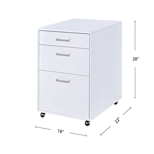 Generic 3 Drawers White High Gloss File Cabinet