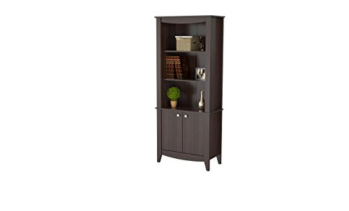 Inval BE-8004 Espresso Wengue Wood 4 Shelf Bookcase with Covered Storage