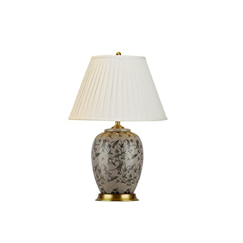 Chinese Style Ceramic Desk Lamp Hand-Painted All Copper Living Room Bedroom Lamp (Color: A, Size: 40x63cm)