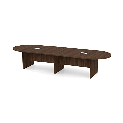 Generic 12 FT Walnut Executive Conference Room Table with Power Data Modules