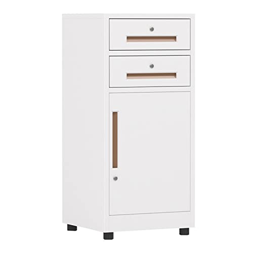 WAOCEO Metal 2 Drawer File Cabinet with Lock, Fully Assembled - White