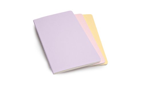 Moleskine Cahier Journal, Soft Cover, Large (5" x 8.25") Ruled/Lined, Persian Lilac/Frangipane Yellow/Peach Blossom Pink (Set of 3)