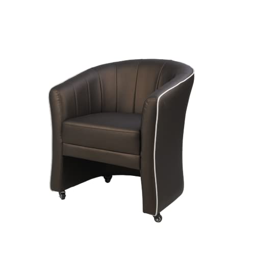 MAYAKOBA Isabella Guest Chair Set of 2 Luxury Soft Leather with Lockable Casters, Coffee