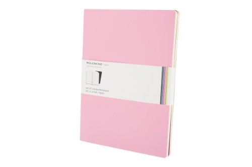 Moleskine Volant Journal, Soft Cover, XL (7.5" x 9.5") Ruled/Lined, Pink Magenta/Magenta (Set of 2)