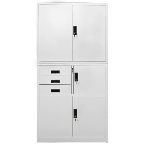 ZQQLVOO Modern Style Steel Storage Cabinet, Light Gray 35.4"x15.7"x70.9