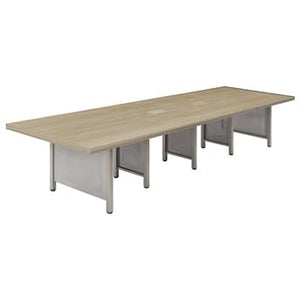 NBF Signature Series Expandable Conference Table 14' - Warm Ash Laminate Top/Brushed Nickel Leg