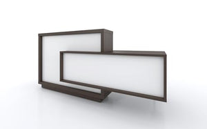 KANSOLE FORO Reception Desk, ADA Compliance, Right Facing Counter, White & Chestnut