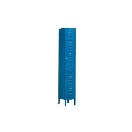 Salsbury Industries Assembled 6-Tier Box Style Standard Metal Locker with One Wide Storage Unit, 6-Feet High by 18-Inch Deep, Blue