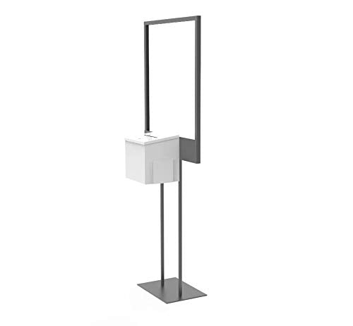 FixtureDisplays® Stand, Bulletin Poster Donation Ballot Collection with White Metal Box 11063+10918-WHITE