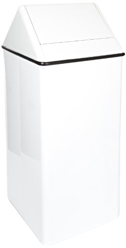 Witt Industries 1511HTWH Stainless Steel 36-Gallon Waste Watcher Hamper and Swing Top Receptacle, Square, 19" Width x 19" Depth x 39" Height, White