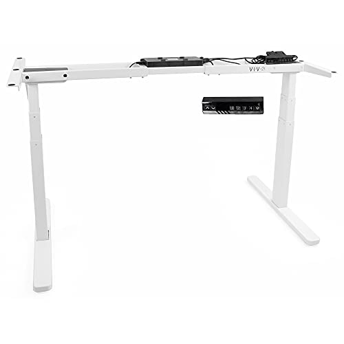 VIVO White Electric Dual Motor Stand Up Desk Frame (Frame Only), Ergonomic Height Adjustable Workstation Base, Standing Desk Legs (DESK-V120EW)