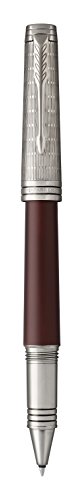 PARKER Premier Rollerball Pen, Custom Crimson Red with Fine Point Black Ink Refill