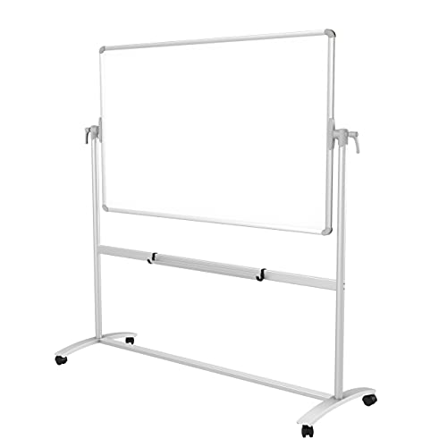 VIZ-PRO Double-Sided Magnetic Mobile Whiteboard, 60 x 36 Inches, Steel Stand