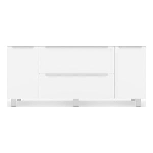 Unique Furniture Contemporary Credenza with File Drawers, Adjustable Shelves & Central-Locking System, White, 19.63 x 63 x 28.88 in.