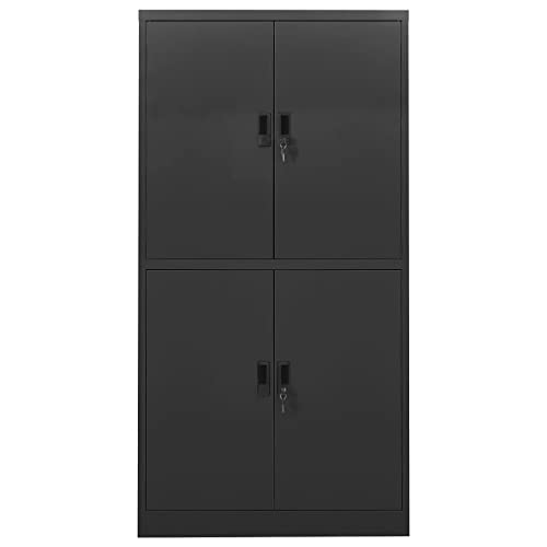 YITHOPI Metal Storage Sideboard Cabinet with Doors and Shelves - Anthracite Steel 35.4"x15.7"x70.9