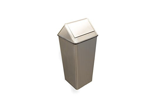Witt Industries 1411HTSS Stainless Steel 21-Gallon Waste Watcher Hamper and Swing Top Receptacle, Square, 15" Width x 15" Depth x 38" Height, Silver