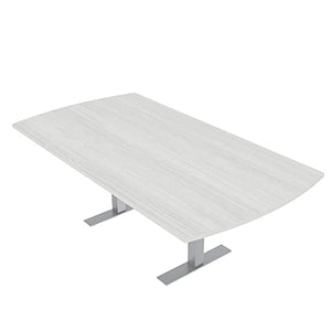 SKUTCHI DESIGNS INC. 6 Person Arc Rectangle Conference Table | Metal T-Legs | Harmony Series | 7 Ft | White Cypress