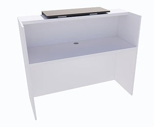 UGOS Modern Reception Desk 53" - Laminate Desktop, Multifunctional Transaction Counter - White & Anthracite Gray