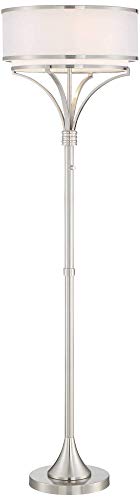 Possini Euro Design Candice Modern Floor Lamp 64" Brushed Nickel Dual Shade