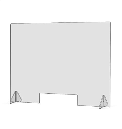 Plexiglass Sneeze Guard - 32"w x 24"h Protective Freestanding Shield Guards Against Sneezing and Coughing/ 1/8" Thk (11.75"w X 2.5"h Cutout) (32x24 (10-Pack))