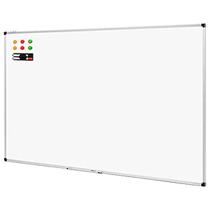 Amazon Basics Whiteboard Drywipe Magnetic with Pen Tray and Aluminium Trim, 180 cm x 120 cm (WxH)