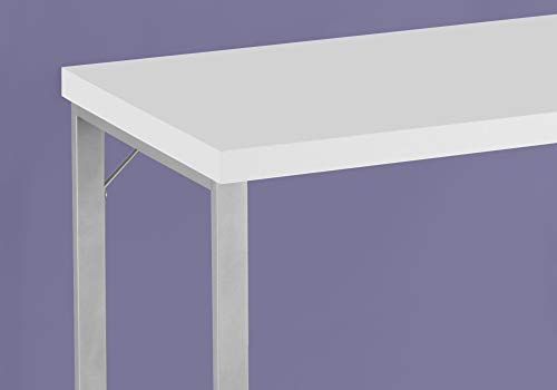 Monarch Specialties Computer Desk - Modern Contemporary Style - Home & Office Laptop Table Metal Legs - 48" L (White - Silver Metal)