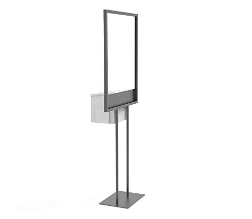 FixtureDisplays® Stand, Bulletin Poster Donation Ballot Collection with White Metal Box 11063+10918-WHITE