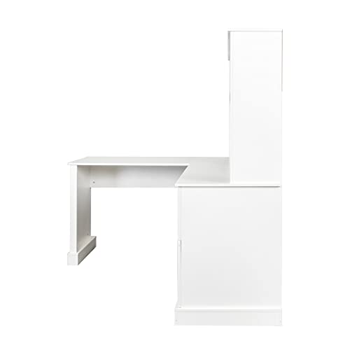 Generic Home Office Computer Desk with Hutch, Antiqued White Finish