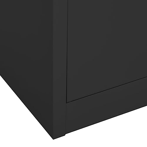 YPWRENH Office Cabinet Anthracite Steel & Glass 35.4"x15.7"x70.9