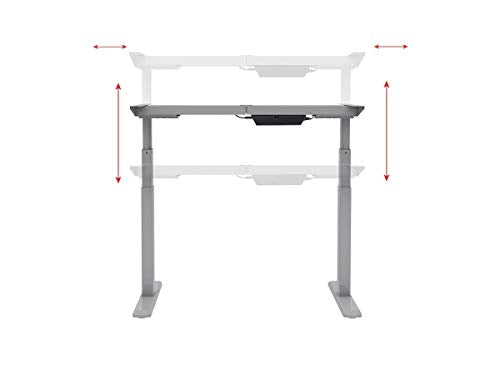 Monoprice Height Adjustable Sit-Stand Riser Table Desk Frame - Grey with Electric Dual Motor, Compatible with Desktops from 43 Inches Up to 87 Inches Wide - Workstream Collection