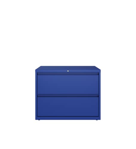 Hirsh Industries 2 Drawer Metal File Cabinet - 36" Wide Commercial Grade Lateral Filing Storage with Lock - Classic Blue (12 Cabinets)