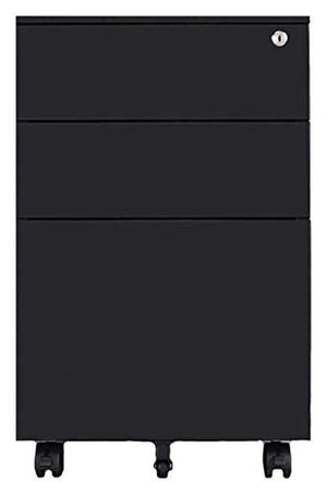 SHABOZ Lockable Mobile File Cabinet with Push-Pull Drawer - Black (50x39x60cm)