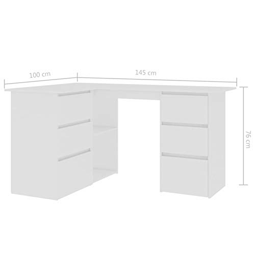 Tidyard L-Shaped Computer Desk Home Office PC Laptop Corner Workstation with 2 Open Storage Shelves and 6 Storage Drawers Gaming Table Furniture 57.1 x 39.4 x 29.9 Inches (W x D x H)