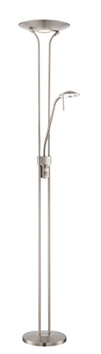 Lite Source Torchiere Ls-82842Ps Duality Iii Led Torch/Reading Lamp, 11" x 11" x 71", Polished Steel
