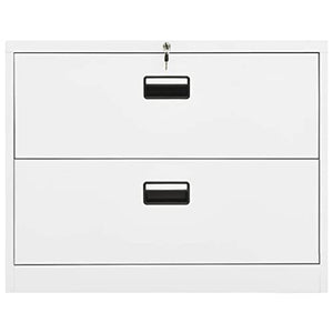 SLGSDMJ White Steel Filing Cabinet with 2 Drawers and Lock 35.4"x18.1"x28.5