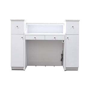 MAYAKOBA NAPA Reception Desk with LED Light, Marble Top - White/Gold