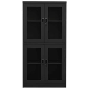 GOLINPEILO Metal Storage Cabinet with 4 Doors and Adjustable Shelves, Anthracite Steel - 35.4"x15.7"x70.9