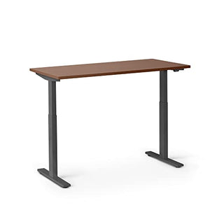 Poppin Series L 2S Adjustable Height Single Desk, Walnut/Charcoal, 47