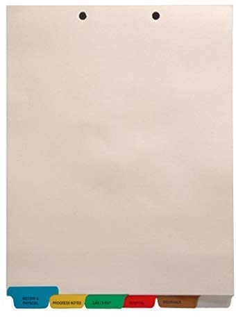 Stock Medical Chart Divider Sets, Bottom Tabs, 1/6th Cut (65 Sets of 6 Tabs) - (4 Boxes)