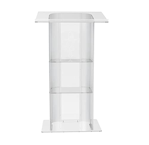 FixtureDisplays Clear Acrylic Plexiglass Lucite Podium with Pray Hand 14307+12152