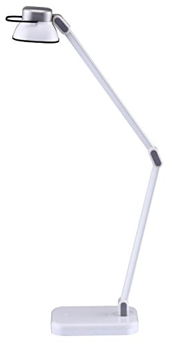 BLACK+DECKER PureOptics Elate Dual Arm 5W Flicker-Free Natural Daylight LED Desk Lamp with USB Charging Port, 2 Dimming Levels (263 Lumens), White (LED5NOV-WHT)