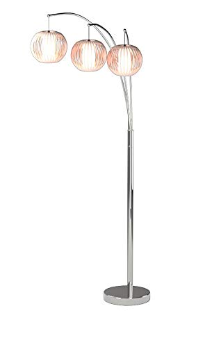 Lite Source LSF-8871PS/WHT Deion 3-Light Arch Floor Lamp, 9.25" x 18.75" x 60.25", Polished Steel Finish/White Vinyl Shade