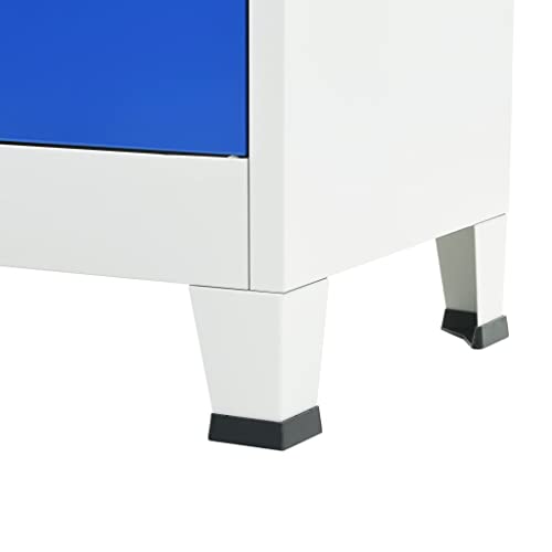 THOYTOUI Office Cabinet Garage Tool Storage Locker Metal 35.4"x15.7"x70.9" Gray Blue