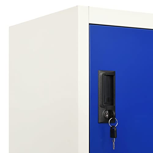 loibinfen Steel Locker Cabinet with 18 Compartments, Gray/Blue, 35.4"x15.7"x70.9" -AA