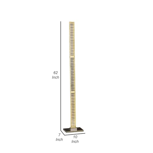 Benjara Lizy 62 Inch Floor Lamp with Crystal and LED Metal Frame, Nickel Finish
